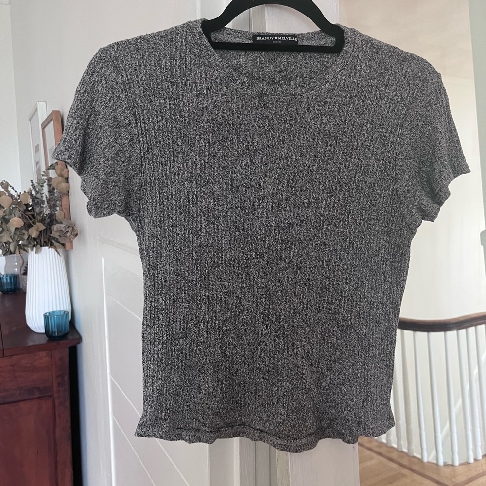 Brandy Melville Gray Short Sleeved T Shirt One Size